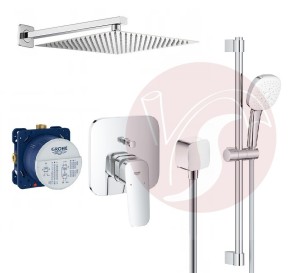 Zestaw prysznicowy podtynkowy z baterią GROHE Cubeo 1017780000, drążek, słuchawka Grohe 3 strumienie, deszczownica Estiva 30 cm - 12931