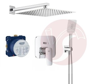 Zestaw prysznicowy podtynkowy z baterią GROHE Cubeo 1017780000, słuchawka Deante 3 strumienie, deszczownica Estiva 30 cm - 12930
