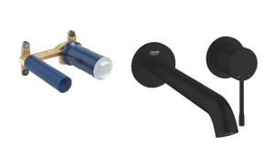 Bateria umywalkowa podtynkowa 23 cm Grohe Essence L z elementem podtynkowym czarny mat 199672431 + 23571000