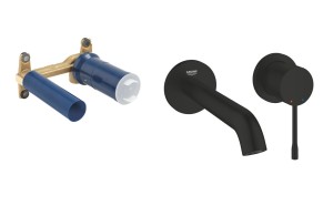 Bateria umywalkowa podtynkowa 18 cm Grohe Essence M z elementem podtynkowym czarny mat 194082431 + 23571000