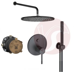 Zestaw prysznicowy podtynkowy KLUDI BOZZ PUSH & SWITCH 387593976 z deszczownicą KLUDI A-QA 25cm czarny mat  - 12681