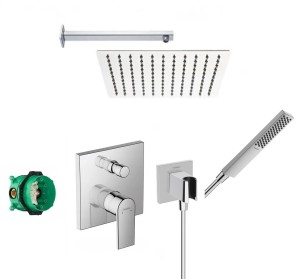 Zestaw prysznicowy podtynkowy Hansgrohe Vernis Shape 71468000, słuchawka 1-funkcyjna Hansgrohe Pulsify E, deszczownica Rea 25 cm - 12940