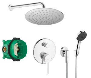 Zestaw prysznicowy podtynkowy z HANSGROHE ZESIS S 74415000, słuchawka Hansgrohe 3 strumienie, deszczownica Estiva 30 cm chrom 12798 (1)
