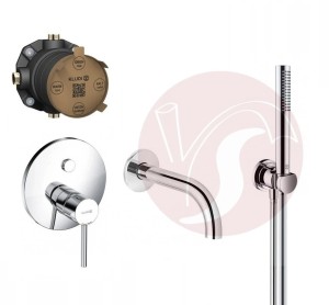 Zestaw wannowy podtynkowy KLUDI BOZZ PUSH & SWITCH 387590576,  wylewka Kludi 16 cm chrom - 12502