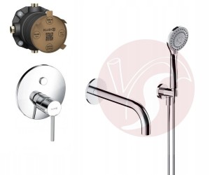 Zestaw wannowy podtynkowy, bateria KLUDI BOZZ PUSH & SWITCH 387590576, słuchawka Omnires 5 strumieni, wylewka Omnires 21 cm chrom- 12499