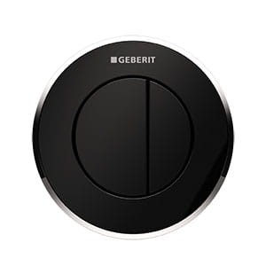 Przycisk spłukujący WC Geberit Typ 10, pneumatyczny, ręczny, podtynkowy, dwudzielny, czarny/chrom błyszczący/czarny 116.055.KM.1    