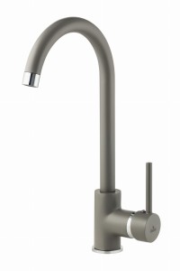 Bateria zlewozmywakowa stojąca szara z wylewką U szary Deante Milin BEU S62M