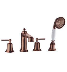 Bateria wannowa, 4-otworowa, prysznic 1-funkcyjny, miedź antyczna PVD, Omnires Armance  AM5232ORB 