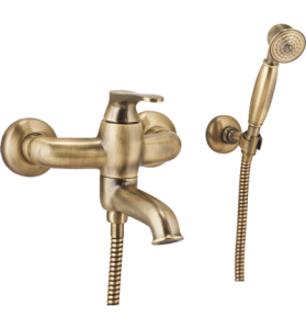 Bateria wannowa, natynkowa, prysznic 1-funkcyjny brąz antyczny, Omnires Art Deco AD5131BR 