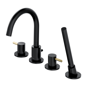 Bateria wannowa, 4-otworowa, prysznic 1-funkcyjny, Omnires Y czarny/złoty Y1232BLGL