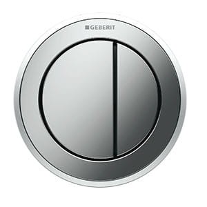 Przycisk spłukujący WC Geberit Typ 10, pneumatyczny, ręczny, meblowy dwudzielny, chrom błyszczący/chrom matowy/chrom błyszczący 116.057.KH.1   